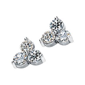 3-Stone Created Moissanite Earrings