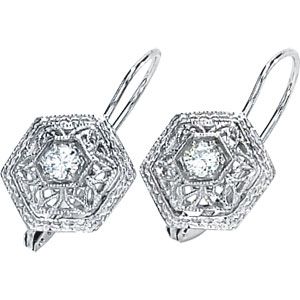 Created Moissanite Filigree Leverback Earrings