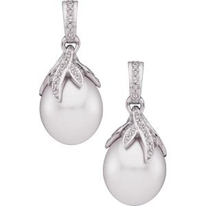 Earring Mounting for Large Pearl and Diamonds