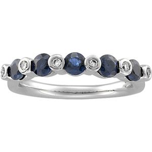 Genuine Sapphire & Diamond Anniversary Band