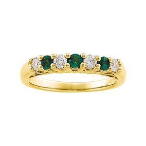 Genuine Emerald & Diamond Anniversary Band