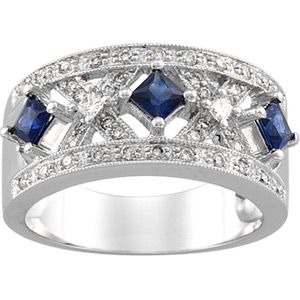 Genuine Sapphire & Diamond Anniversary Band