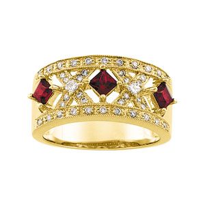 Genuine Ruby & Diamond Anniversary Band