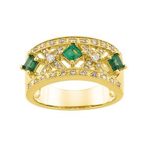 Genuine Emerald & Diamond Anniversary Band
