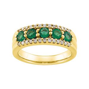 Genuine Emerald & Diamond Anniversary Band