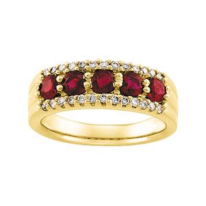 Genuine Ruby & Diamond Anniversary Band