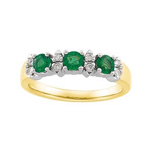 Genuine Emerald & Diamond Anniversary Band