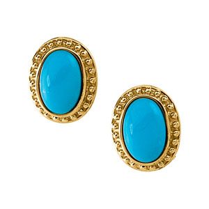 Genuine Turquoise Cabochon Earrings