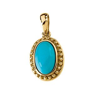 Genuine Turquoise Cabochon Pendant