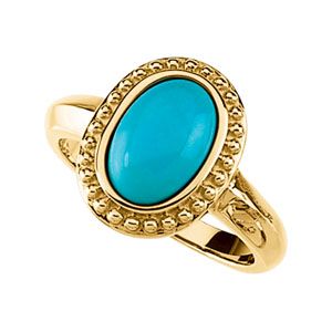 Genuine Turquoise Cabochon Ring