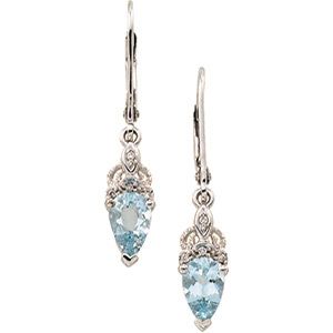 Genuine Aquamarine & Diamond Earrings
