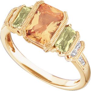 Genuine Multicolor Gemstone & Diamond Ring
