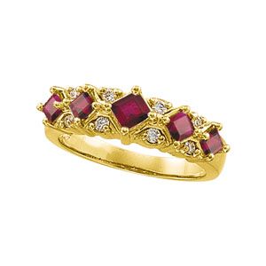 Genuine Ruby & Diamond Anniversary Band