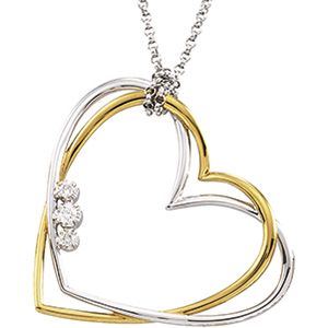 .07 ct tw Two-Tone Diamond Heart Necklace