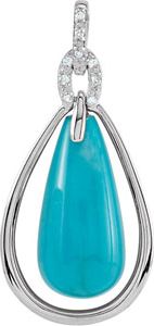Genuine Chinese Turquoise & Diamond Pendant