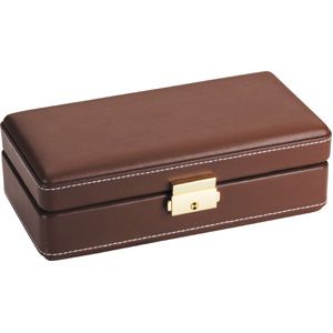 Brown Leather 6 Cigar Travel Case Humidor