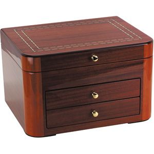Sapeli Veneer Jewelry Chest with Braiding Trim