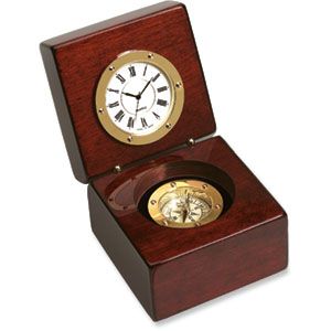 Mahogany Chest with Clock and Compass