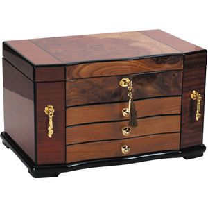 Bubinga Jewelry Chest with Elm Burl Inlay 