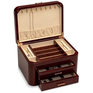 Burgundy Bubinga Wood Jewelry Chest