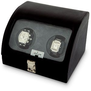 Tritan Black Leather Double Watch Winder