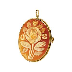 Genuine Carnelian Shell Flower Brooch/Pendant