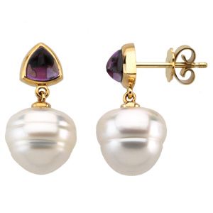 Pearl Post &Trillion Cabochon Earring Setting