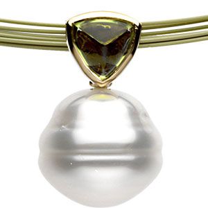 Genuine Peridot & South Sea Cultured Pearl Necklace