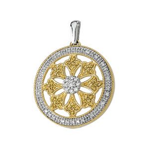 1/2 ct tw Natural Yellow & White Diamonds Circle Pendant