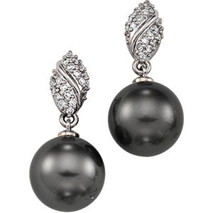 Tahitian Cultured Pearl & Diamond Earrings