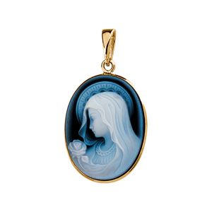 Genuine Agate Cameo Madonna Pendant
