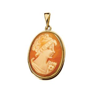 Genuine Carnelian Shell Cameo Pendant