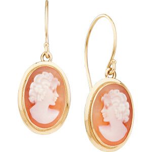 Genuine Carnelian Shell Cameo Earrings