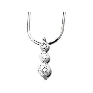 Cubic Zirconia 3-Stone Necklace