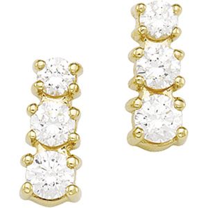 Cubic Zirconia 3 Stone Earring