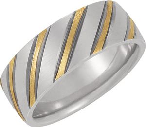 7mm Two Tone Domed Band with Black Rhodium