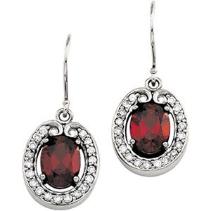 Genuine Mozambique Garnet & Diamond Earrings