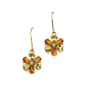 Genuine Multicolor Gemstone & Diamond Earrings