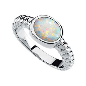 Genuine Opal Cabochon Ring