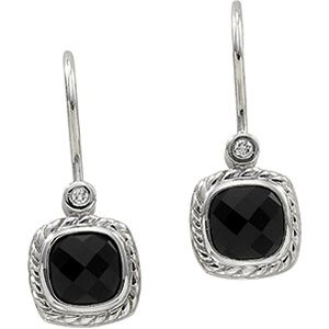 Genuine Onyx & Diamond Earrings