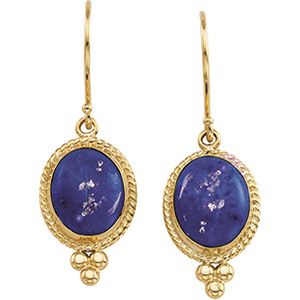 Genuine Lapis Cabochon Earrings