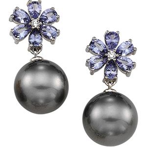 Tanzanite and Diamond Semi-mount Earrings