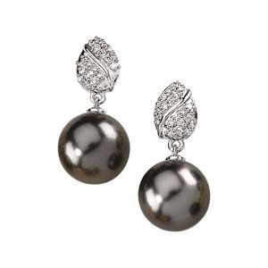 Tahitian Cultured Pearl & Diamond Earrings