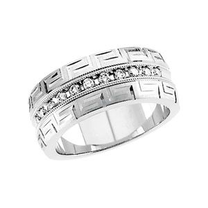 1/5 ct tw Diamond Greek Key Design Anniverary Band