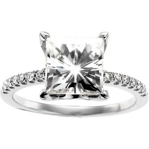 Created Moissanite and Diamond Ring