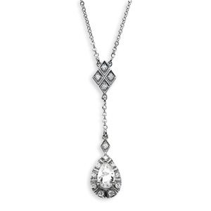 Created Moissanite & Diamond Drop Necklace