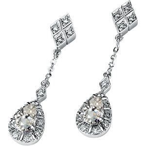 Created Moissanite & Diamond Drop Earrings