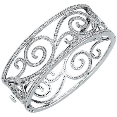 5 1/8 ct tw Diamond Scroll Bangle Bracelet