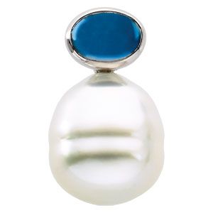 Paspaley Cultured Pearl & Genuine London Blue Topaz Pendant