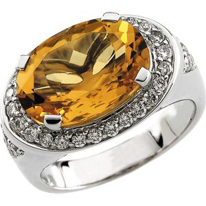 Genuine Citrine & Diamond Ring